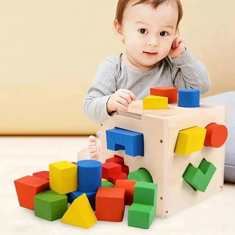 CUBO EDUCATIVO DE MADERA PARA CLASIFICACION DE FORMAS - 7