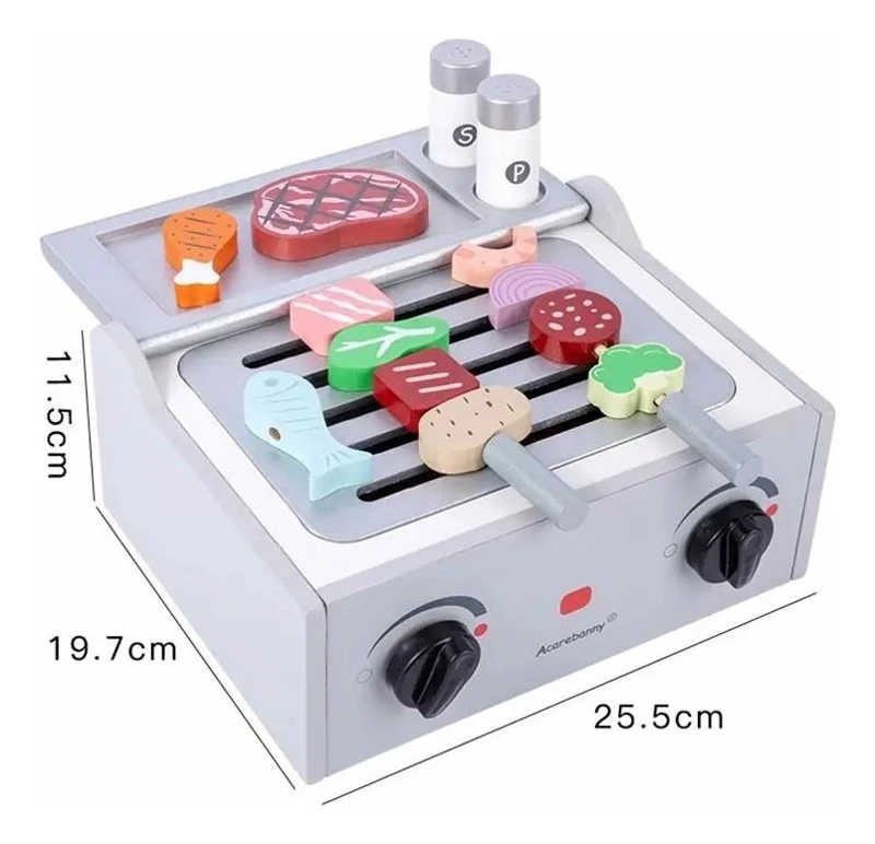 PARRILLERA DE MADERA DIDACTICA PARA JUEGOS DE ROLES INFANTILES - 3