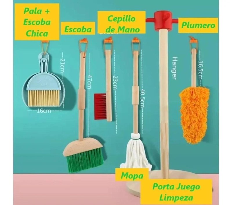 SET DE LIMPIEZA JUGUETE DE MADERA PARA NIÑOS - 4