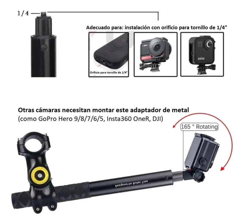 SOPORTE PARA MOTO Y BASTON INVISIBLE PARA CAMARAS DE ACCION - 7