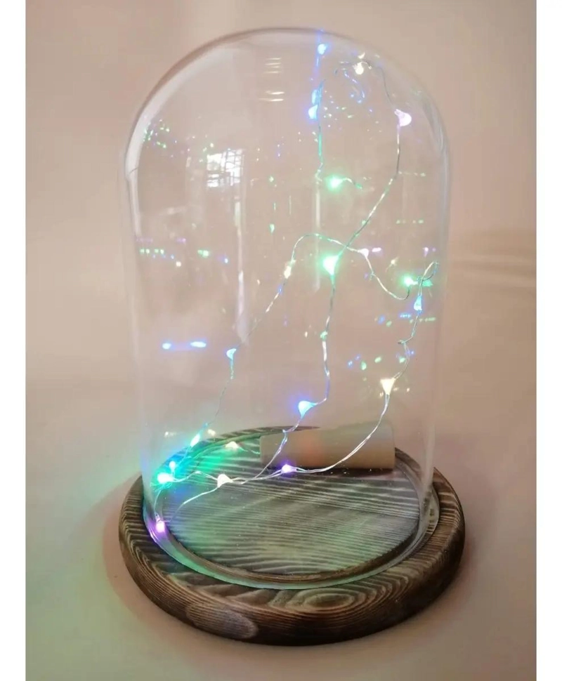 CUPULA DE CRISTAL CON BASE DE MADERA PARA DECORACION ELEGANTE - 8