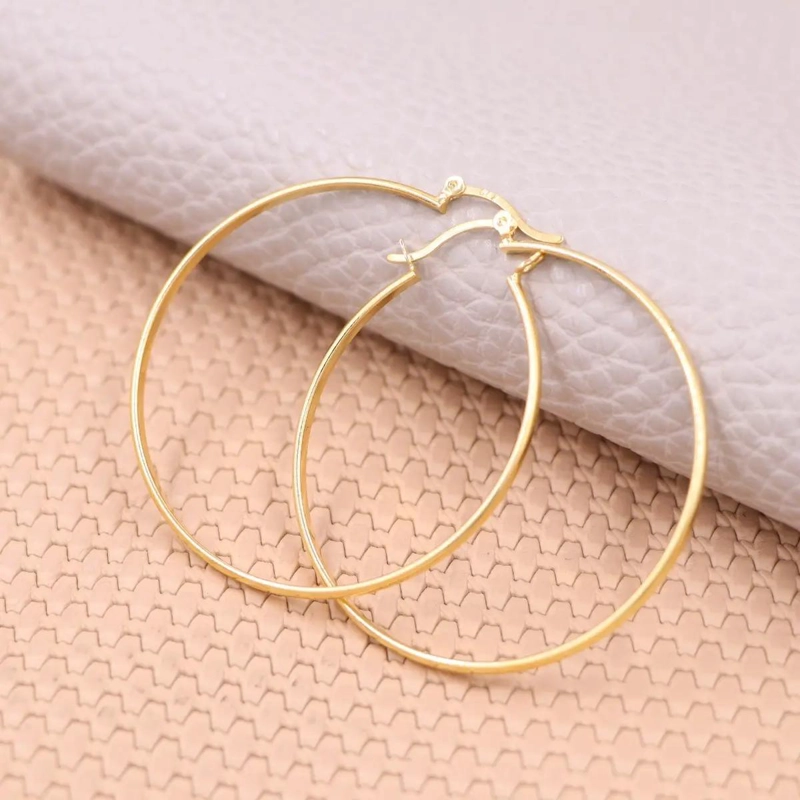 ARETES CANDONGAS LISAS DE ORO LAMINADO 18K - 2