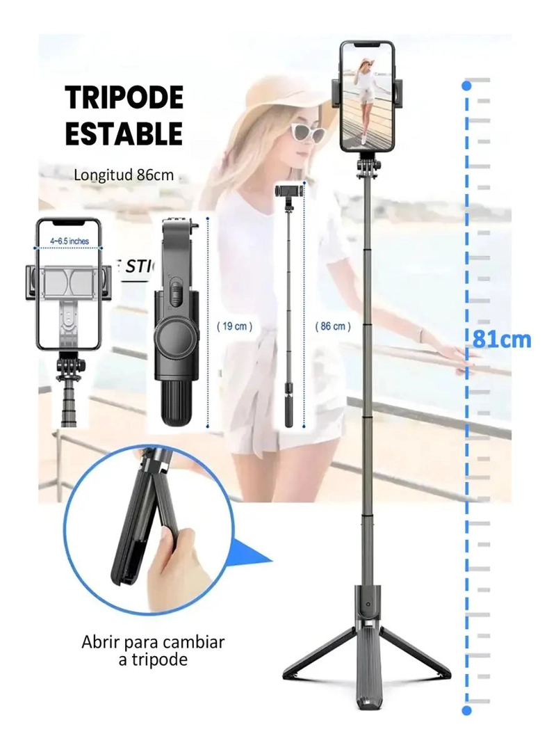 ESTABILIZADOR GIMBAL 360 GRADOS PARA SELFIES Y TRIPODE - 10