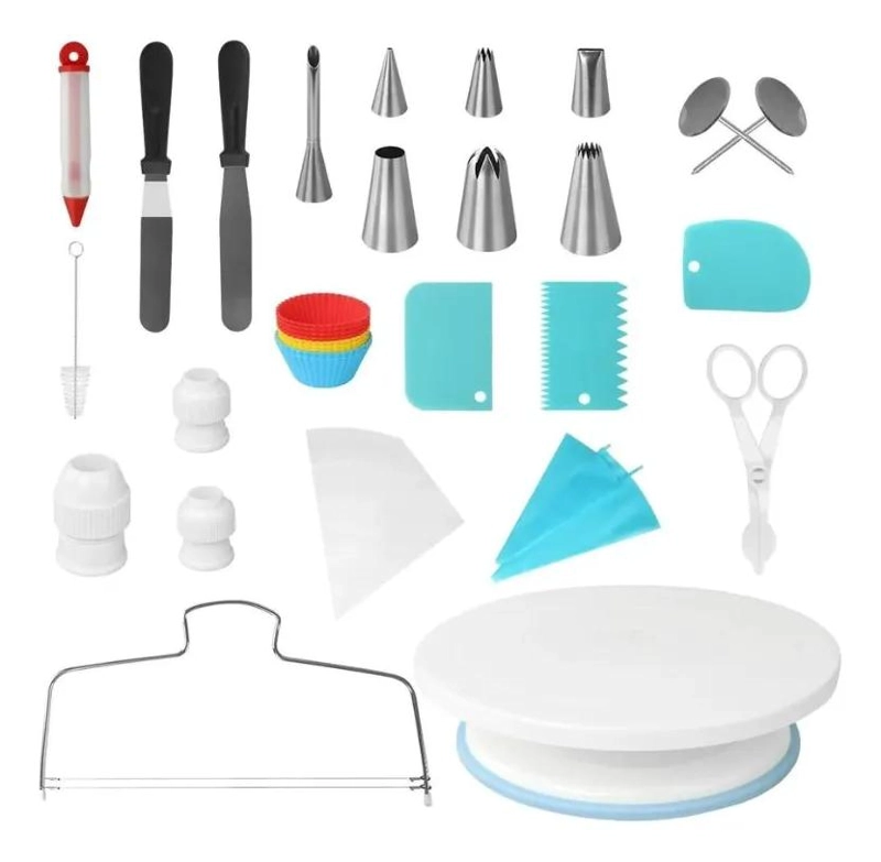 KIT COMPLETO DE REPOSTERIA CON PLATO GIRATORIO Y 61 ACCESORIOS - 1