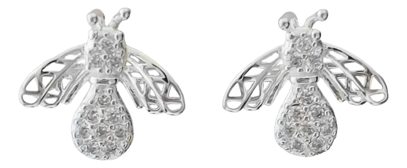 AROS DE ABEJA CON CIRCONES EN PLATA FINA 925 - 1
