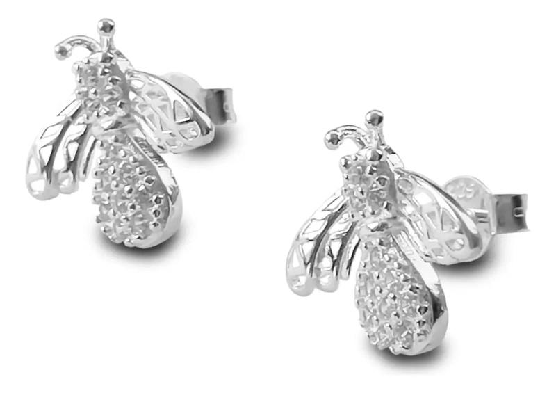AROS DE ABEJA CON CIRCONES EN PLATA FINA 925 - 3