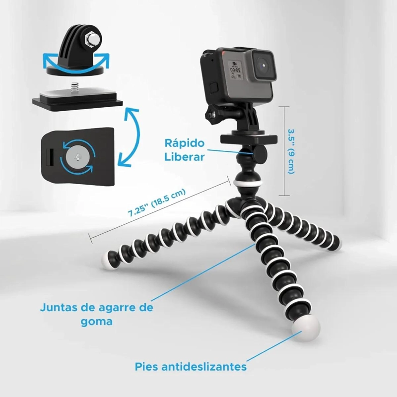 TRIPODE FLEXIBLE PARA CELULAR Y CAMARA CON SOPORTE AJUSTABLE - 2