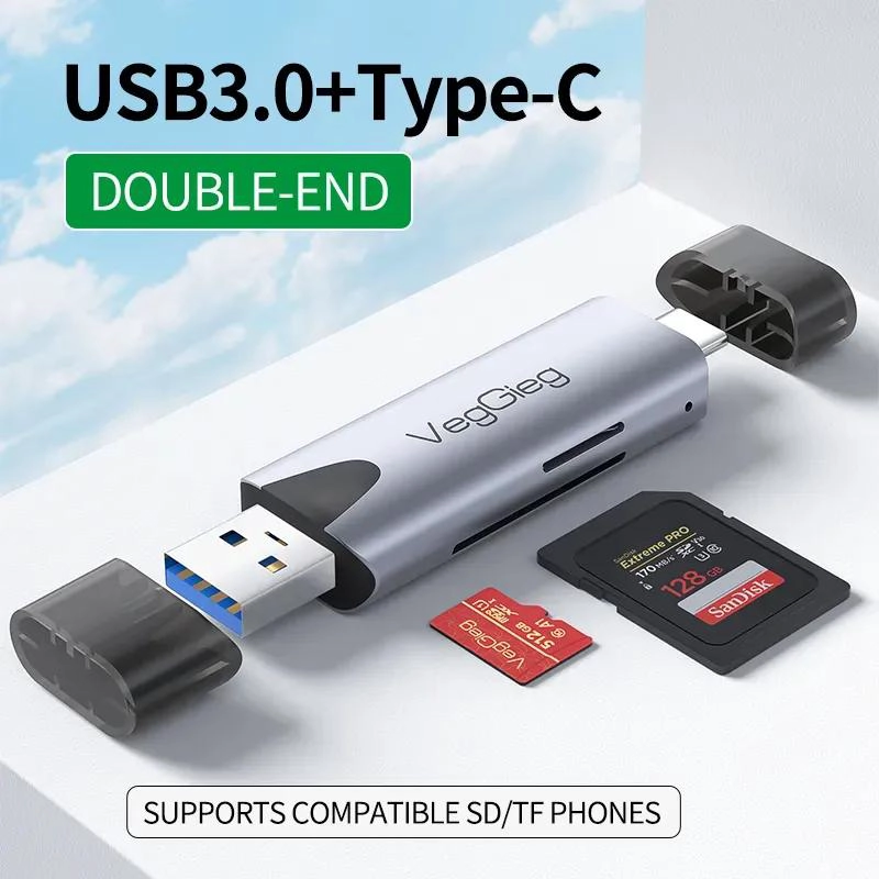 LECTOR DE TARJETAS SD Y MICRO SD USB-C Y USB 3.0 - 3