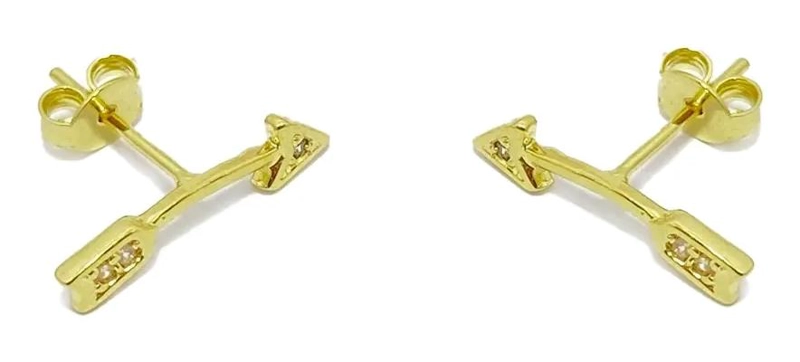 AROS FLECHA ELEGANTES BAÑADOS EN ORO 18K - 2