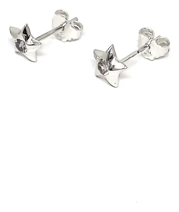 AROS ESTRELLA DE CIRCON BLANCO EN PLATA FINA 925 DE 7MM - 2