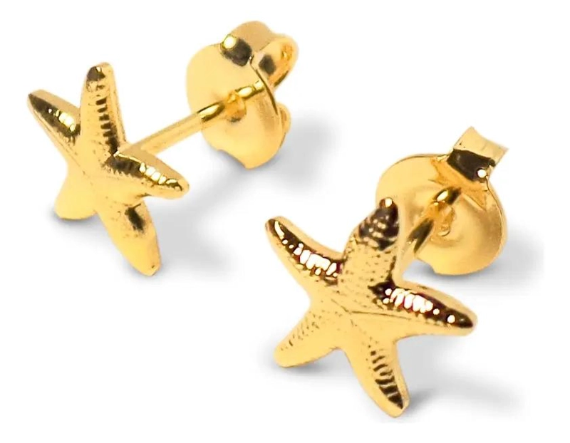 AROS ESTRELLA DE MAR ENCHAPADOS EN ORO 18K HIPOALERGE NICOS - 1