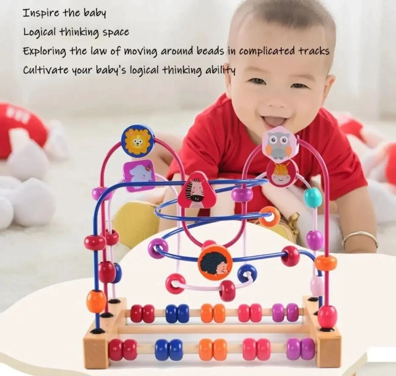 ABACO DE MADERA DIDACTICO PARA NIÑOS CON CUENTAS DE COLORES - 3
