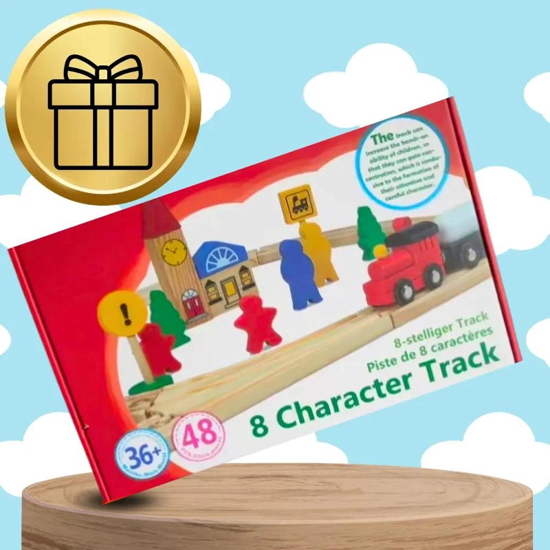 SET DE VIAS DE TREN DE MADERA PARA NIÑOS CON 48 PIEZAS - 4