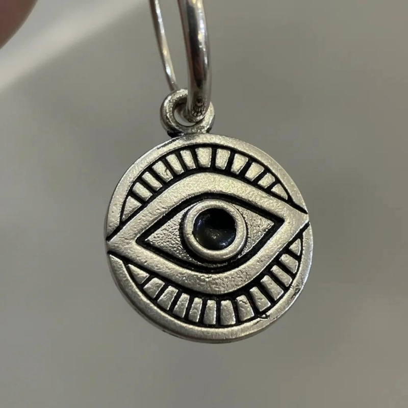 AROS ARGOLLAS OJO TURCO EN PLATA ITALIANA 925 PARA PROTECCION - 3
