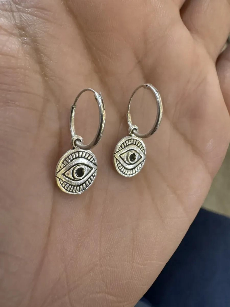 AROS ARGOLLAS OJO TURCO EN PLATA ITALIANA 925 PARA PROTECCION - 5