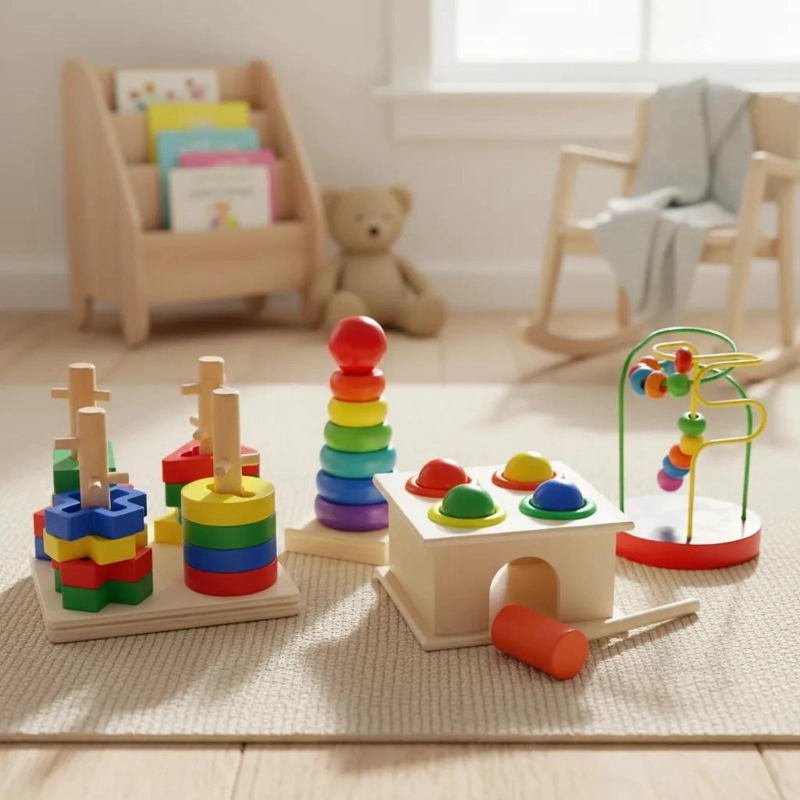 PACK DE 4 JUGUETES DIDACTICOS DE MADERA PARA NIÑOS - 1