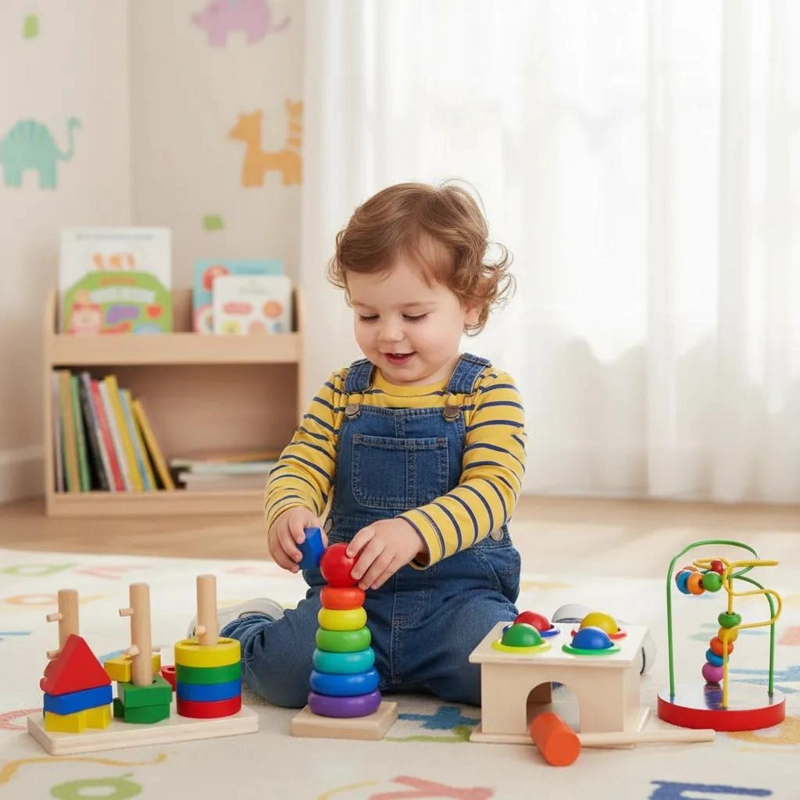 PACK DE 4 JUGUETES DIDACTICOS DE MADERA PARA NIÑOS - 5