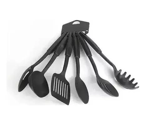 JUEGO DE OLLAS ANTIADHERENTES CON UTENSILIOS DE COCINA 13 PIEZAS NEGRO - 5
