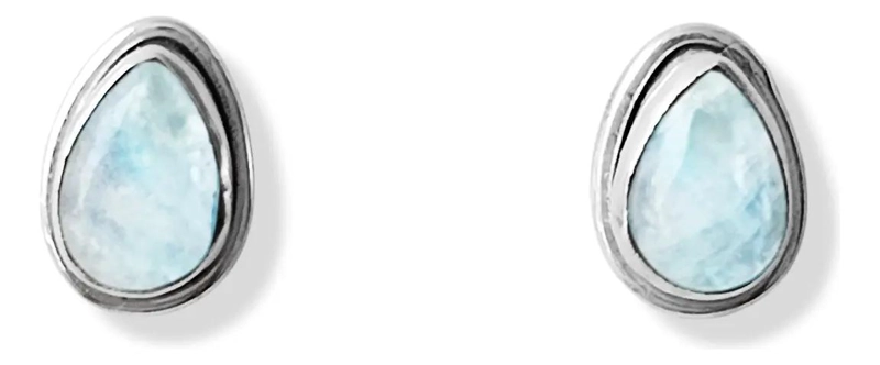 AROS DE GOTA CON PIEDRAS NATURALES EN PLATA FINA 925 - 1