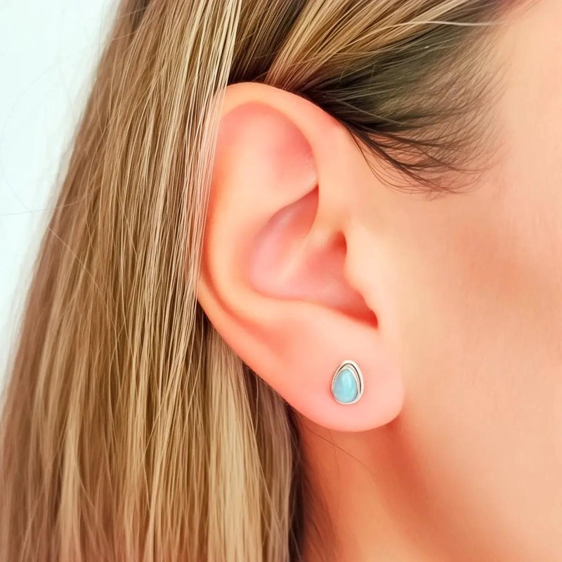 AROS DE GOTA CON PIEDRAS NATURALES EN PLATA FINA 925 - 3