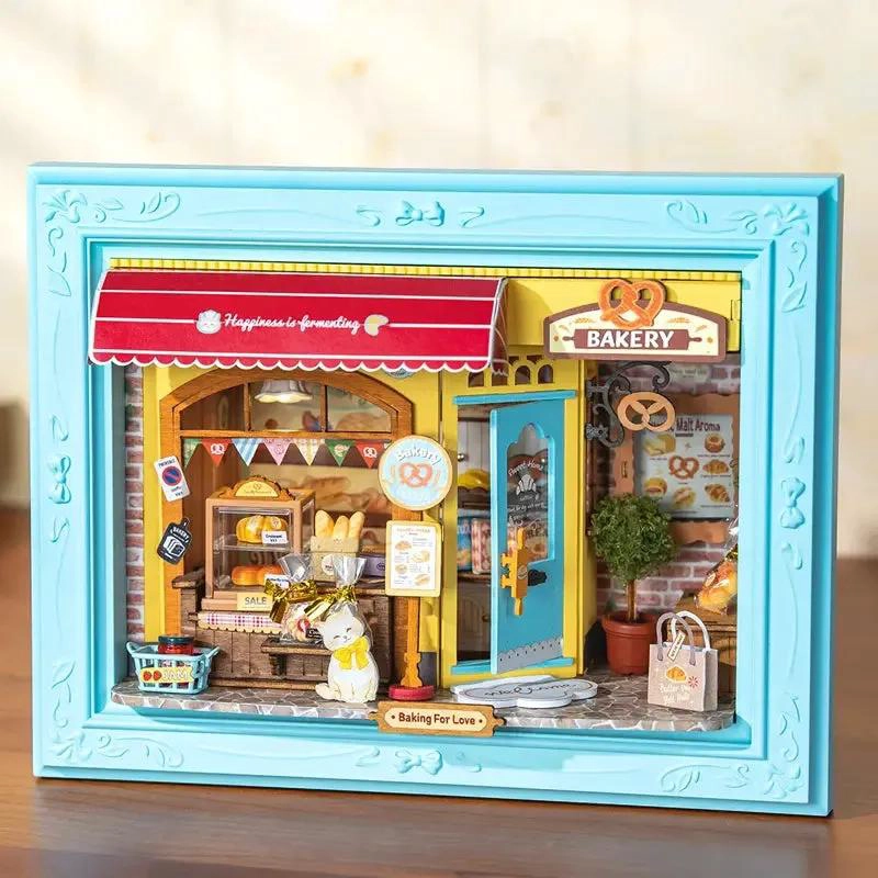 CUADRO 3D INMERSIVO DE MADERA PANADERIA CON GATO - 1