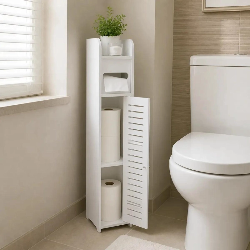 MUEBLE ORGANIZADOR PARA BAÑO CON PORTA PAPEL HIGIE NICO - 2