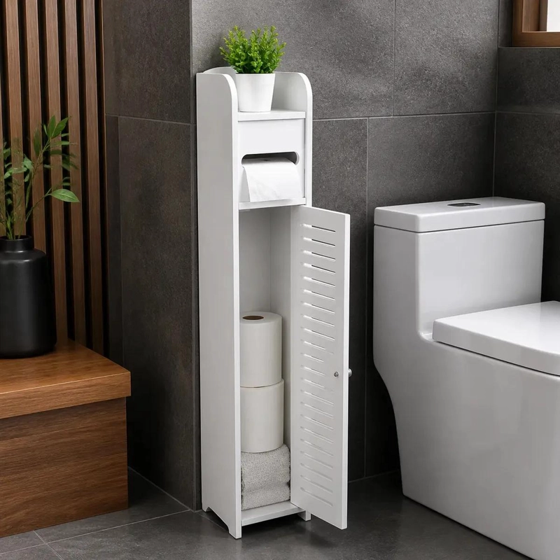 MUEBLE ORGANIZADOR PARA BAÑO CON PORTA PAPEL HIGIE NICO - 5