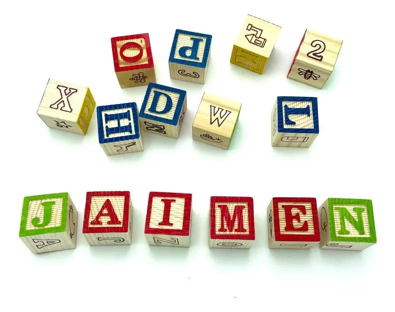 CUBO DIDACTICO DE MADERA CON 27 PIEZAS DE LETRAS Y NUMEROS - 2