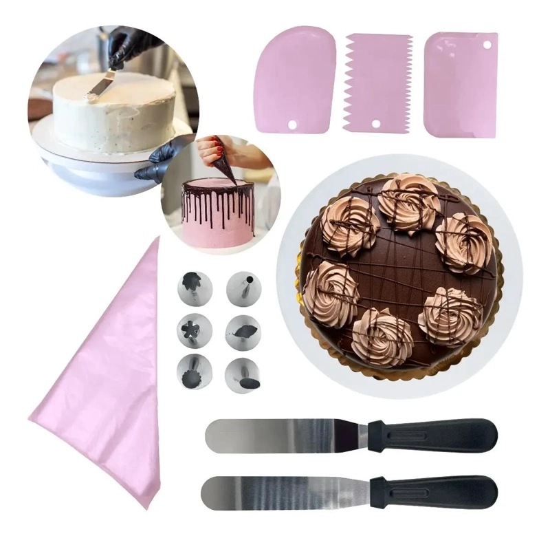KIT DE DECORACION PARA REPOSTERIA CON BASE GIRATORIA Y 14 PIEZAS - 1
