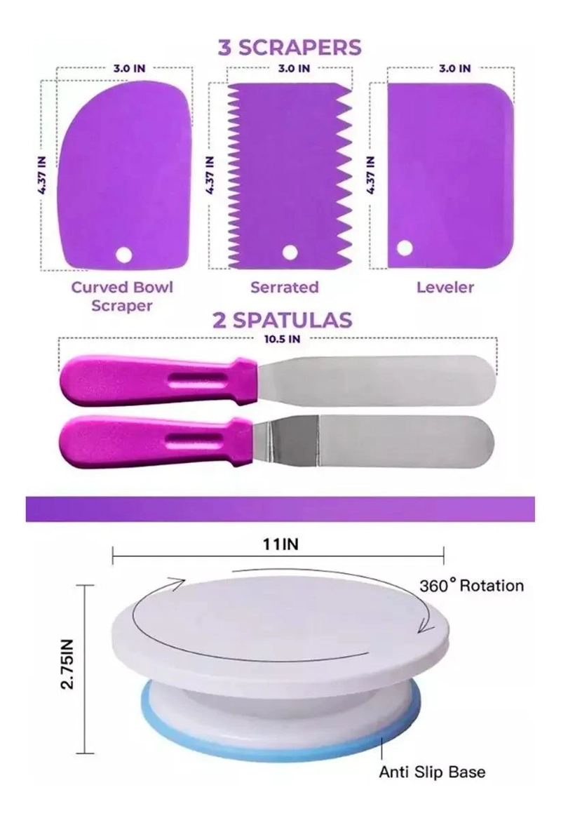 KIT DE DECORACION PARA REPOSTERIA CON BASE GIRATORIA Y 14 PIEZAS - 2