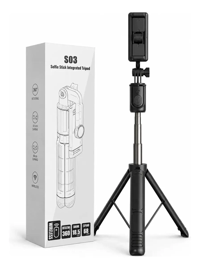 TRIPODE AJUSTABLE Y PALO SELFIE CON CONTROL REMOTO - 7