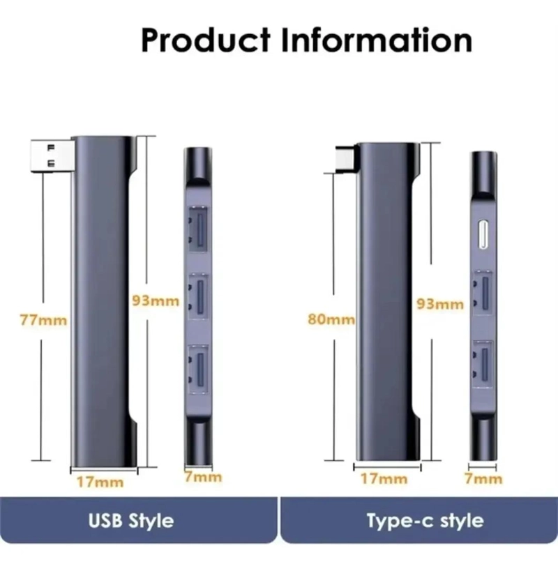 HUB USB TIPO C CON 3 PUERTOS USB 3.0 Y CARGA RAPIDA - 8