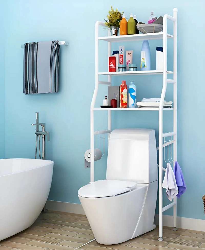 REPISA DE BAÑO ORGANIZADOR PORTATIL DE FIERRO CON 3 ESTANTES - 1