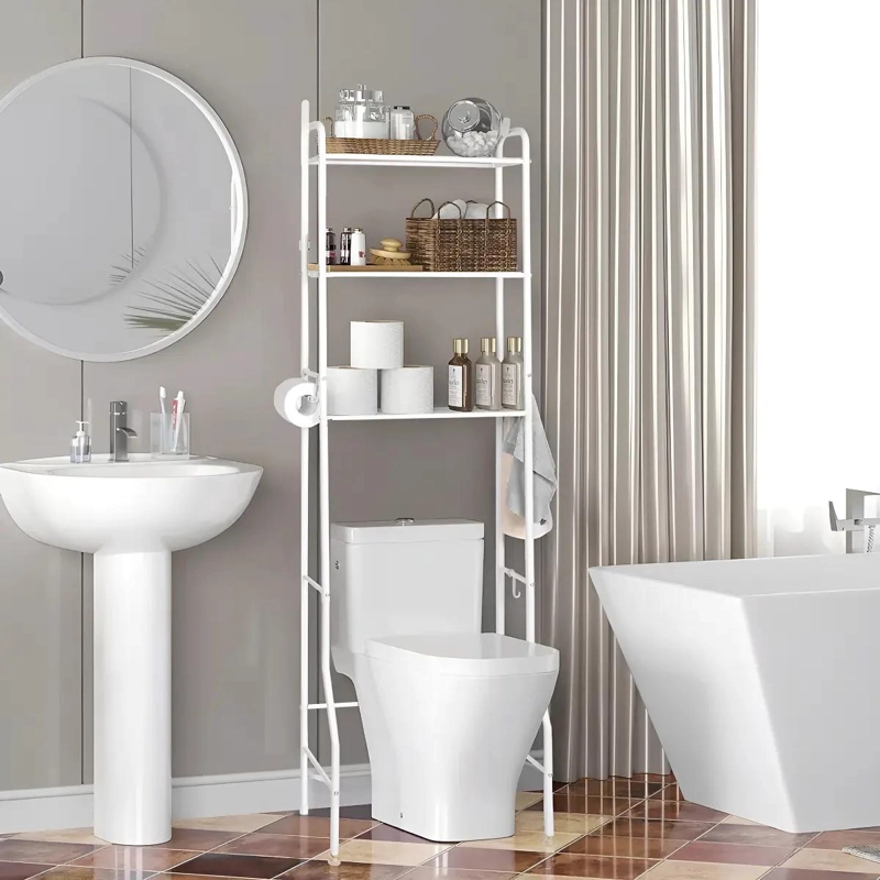 REPISA DE BAÑO ORGANIZADOR PORTATIL DE FIERRO CON 3 ESTANTES - 8
