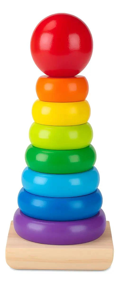 TORRE DE AROS DE MADERA JUGUETE EDUCATIVO PARA BEBE S - 1