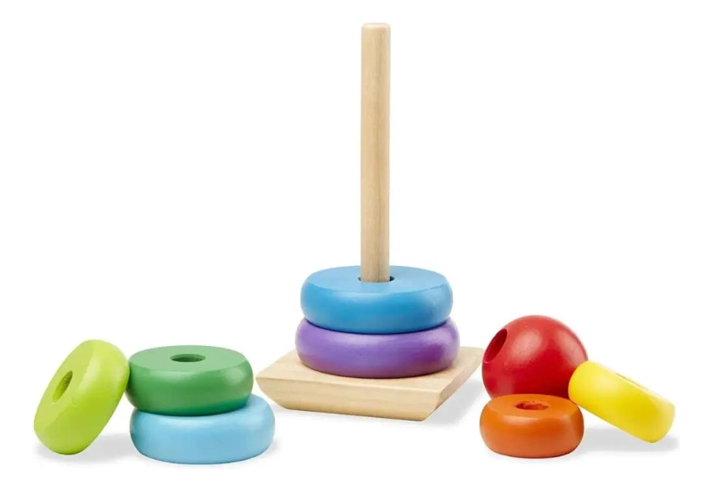 TORRE DE AROS DE MADERA JUGUETE EDUCATIVO PARA BEBE S - 2
