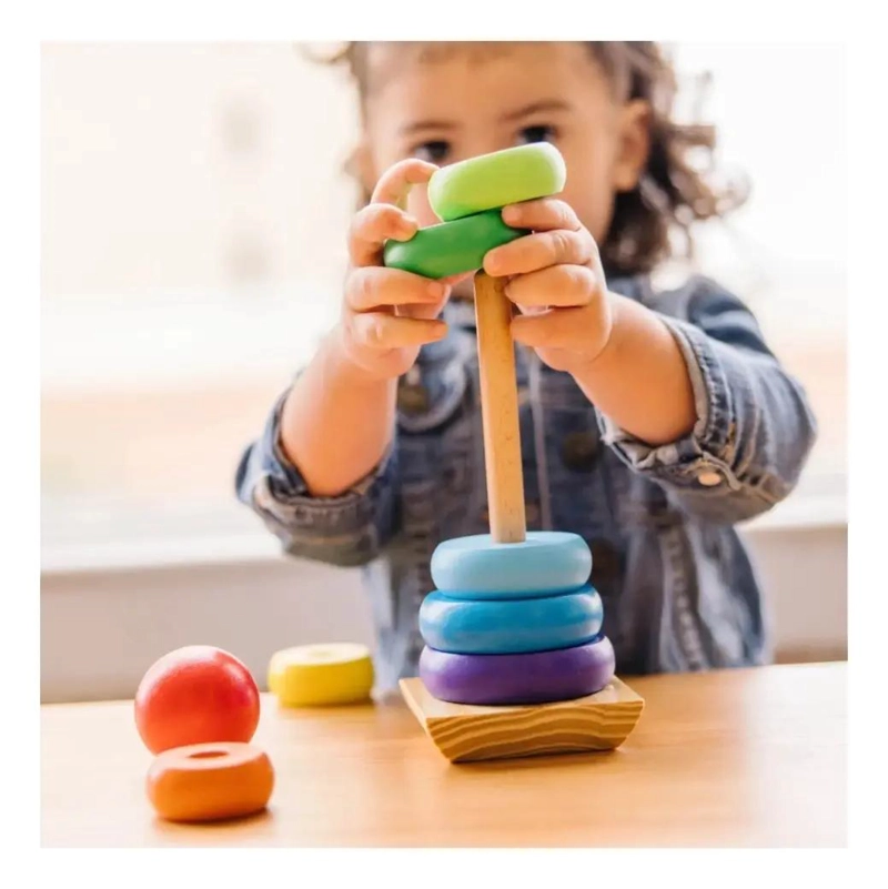 TORRE DE AROS DE MADERA JUGUETE EDUCATIVO PARA BEBE S - 3