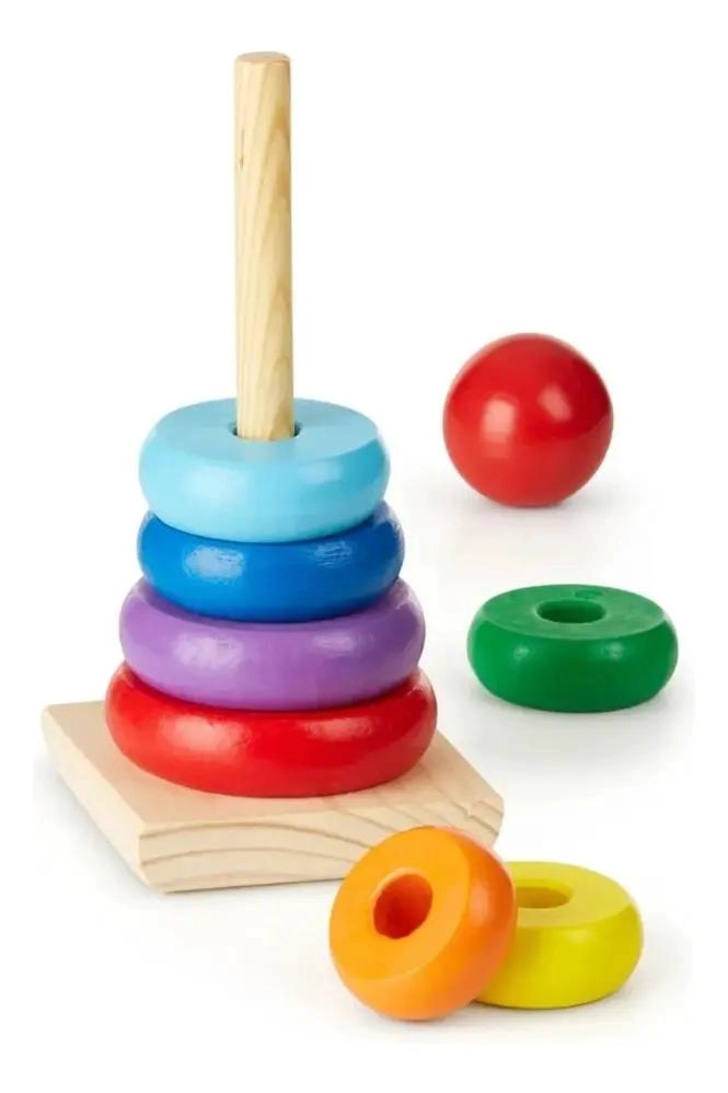TORRE DE AROS DE MADERA JUGUETE EDUCATIVO PARA BEBE S - 4