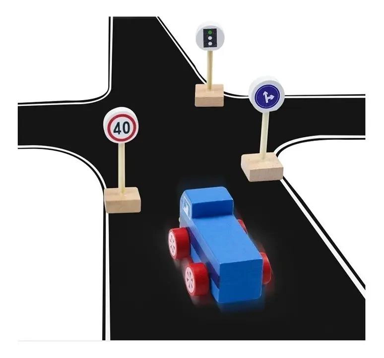 CONJUNTO DIDACTICO DE SEÑALES DE TRANSITO DE MADERA PARA NIÑOS - 10
