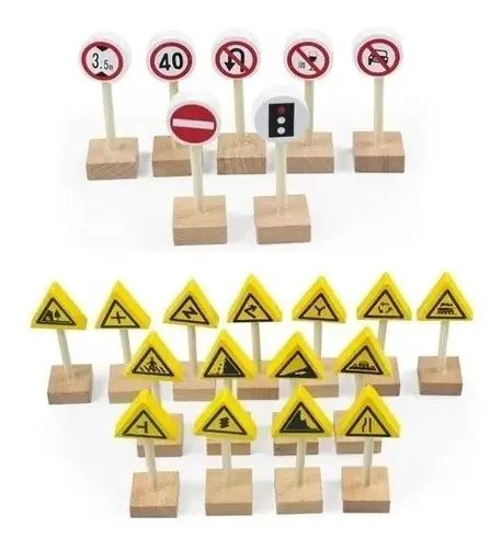 JUGUETE DIDACTICO DE MADERA CON SEÑALES DE TRANSITO PARA NIÑOS - 2
