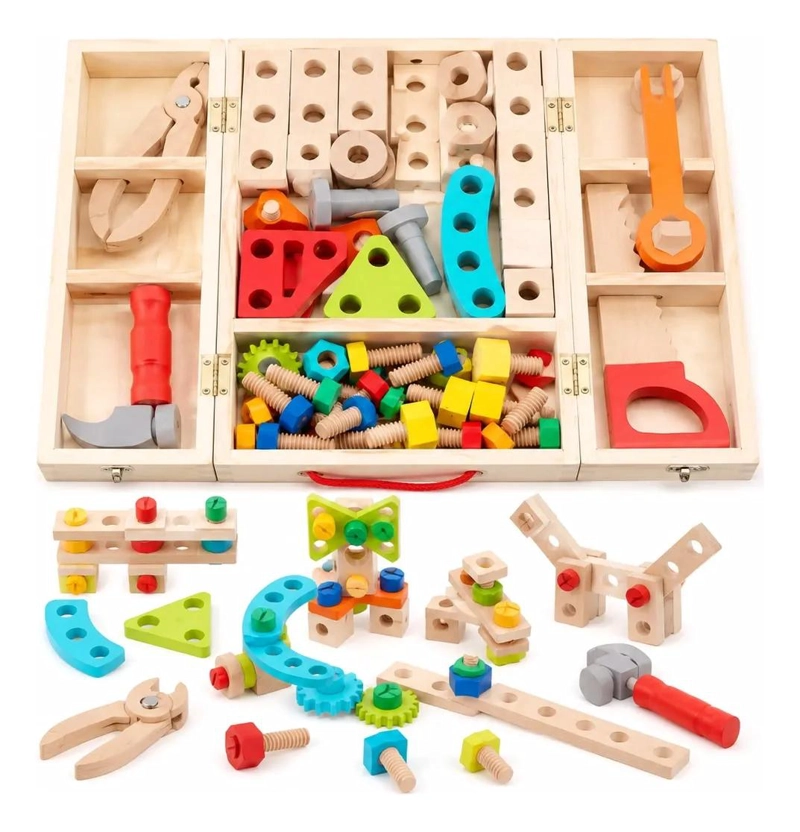 SET DE CONSTRUCCION DIDACTICO DE MADERA PARA NIÑOS - 1
