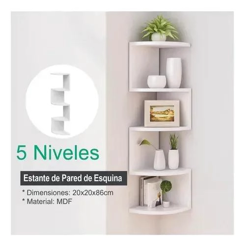 REPISA ESQUINERO DECORATIVA MINIMALISTA 5 NIVELES PARA BAÑO - 4