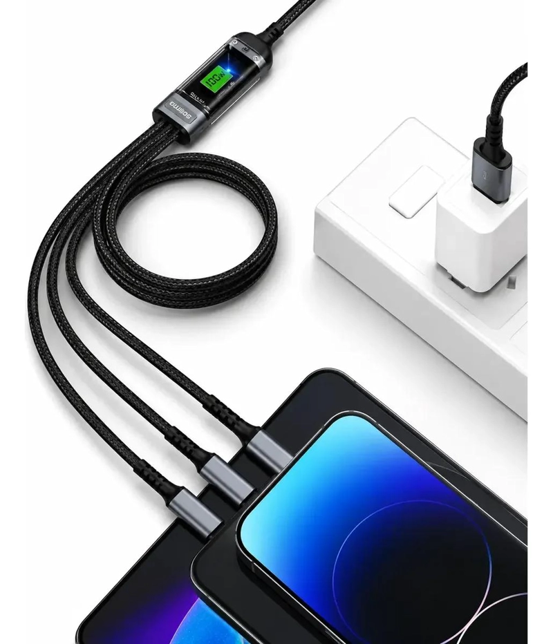 CABLE MULTICARGA 3 EN 1 100W USB L TIPO C MICRO USB - 2