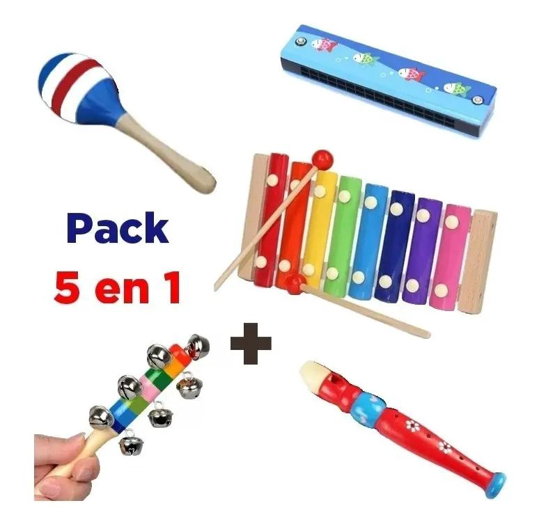 PACK DE 5 JUGUETES MUSICALES DIDACTICOS DE MADERA PARA NIÑOS - 9