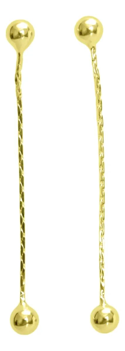 AROS LARGOS CON CADENA Y BOLITAS ENCHAPADOS EN ORO 18K - 1