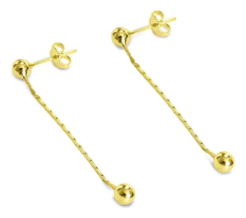 AROS LARGOS CON CADENA Y BOLITAS ENCHAPADOS EN ORO 18K - 2