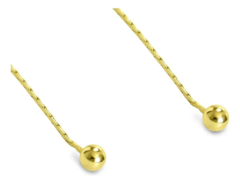 AROS LARGOS CON CADENA Y BOLITAS ENCHAPADOS EN ORO 18K - 3