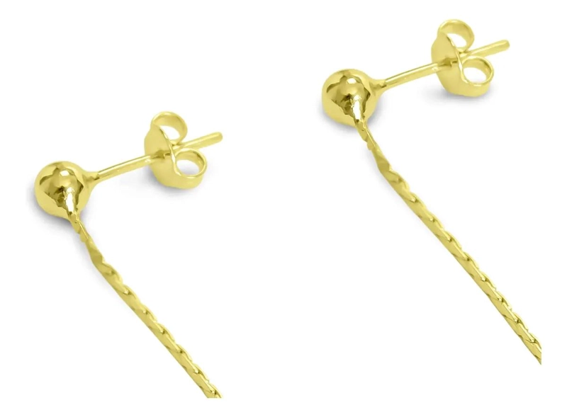 AROS LARGOS CON CADENA Y BOLITAS ENCHAPADOS EN ORO 18K - 4