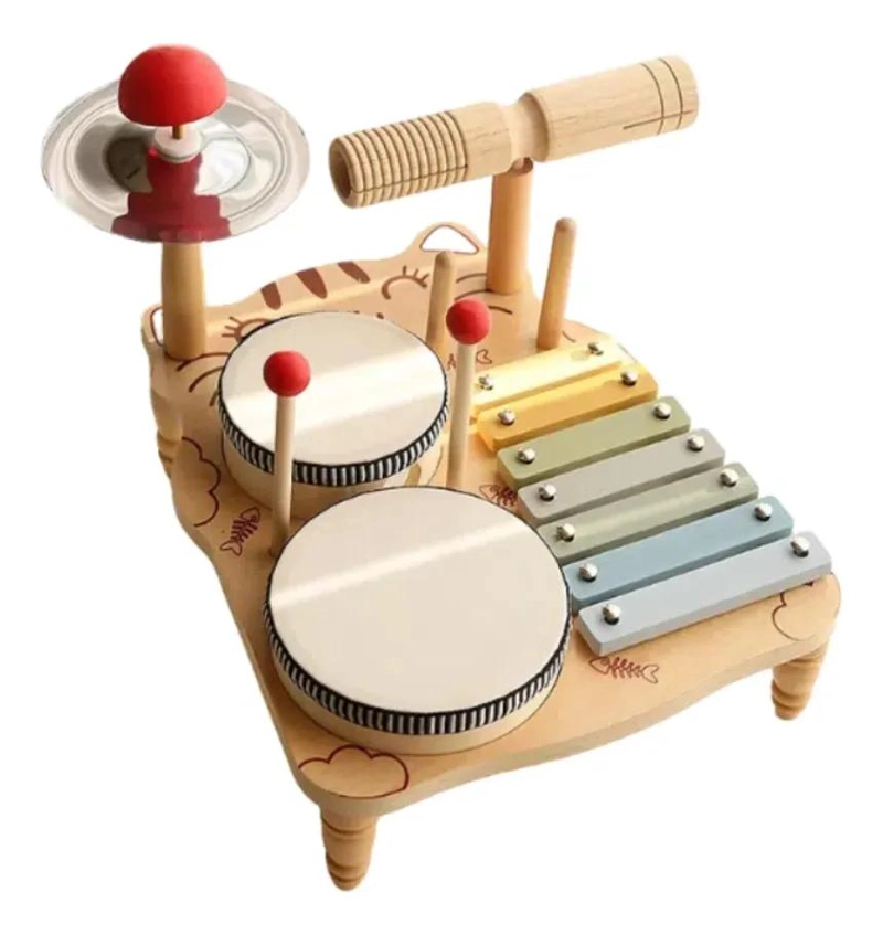 BATERIA MUSICAL DE MADERA MONTESSORI PARA NIÑOS - 1