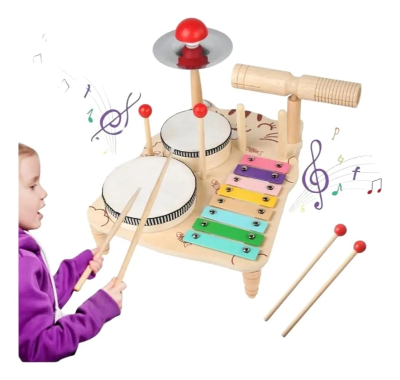 BATERIA MUSICAL DE MADERA MONTESSORI PARA NIÑOS - 2
